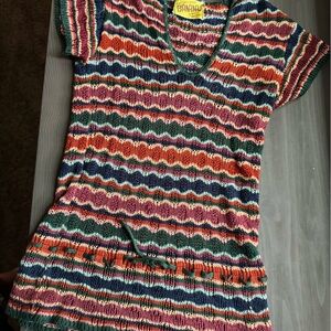 VINTAGE original 60s/70s knit woven shirt/blouse size s/xs 2/4